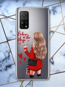 Прозорий чохол на Xiaomi Mi 10T / Mi 10T Pro Дівчина з кавою принт 137