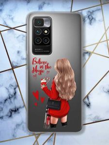 Прозорий чохол для Xiaomi Redmi 10  Дівчина з кавою принт 137