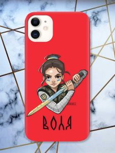 Матовий червоний чохол на Apple iPhone 11 (6.1) патріотичний дизайн Українська захисниця принт 169