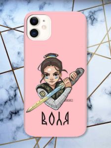 Матовий рожевий чохол на Apple iPhone 11 (6.1) патріотичний дизайн Українська захисниця принт 169