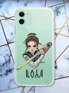 Прозорий чохол на Apple iPhone 11 (6,1) патріотичний дизайн Українська захисниця принт 169