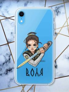 Прозорий чохол на iPhone XR патріотичний дизайн Українська захисниця принт 169