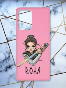 Матовий рожевий чохол на Samsung Galaxy A52 патріотичний дизайн Українська захисниця принт 169