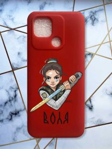 Матовий червоний чохол на Xiaomi Redmi 10C патріотичний дизайн Українська захисниця принт 169