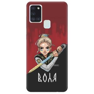 Чохол на Samsung Galaxy A21s патріотичний дизайн Українська захисниця принт 171