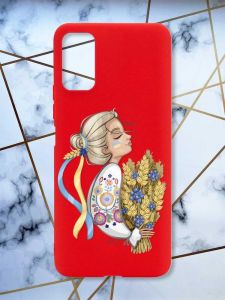 Матовий червоний чохол на Xiaomi Redmi Note 11 4G патріотичний дизайн Українка з колосками принт 173