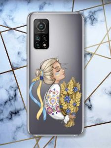 Прозорий чохол на Xiaomi Mi 10T / Mi 10T Pro патріотичний дизайн Українка з колосками принт 173