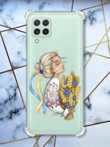 Чохол з потовщеними кутами на Samsung Galaxy A22 4G / M22 / M32  Українка з колосками (патріотичний принт 173)