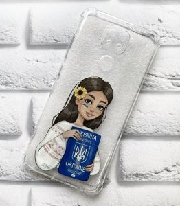 Патріотичний чохол з потовщеними кутами на Xiaomi Redmi Note 9 Українка з паспортом принт 12