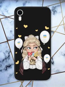 Матовий чорний чохол на Apple iPhone XR патріотичний дизайн Українка з солодощами (принт 175)
