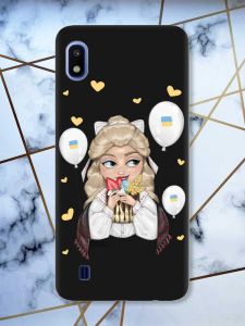 Чорний чохол на Samsung Galaxy A10 (2019) A105 патріотичний дизайн Українка з солодощами (принт 175)
