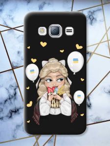 Матовий чорний чохол на Samsung Galaxy J3 / J310 патріотичний дизайн Українка з солодощами (принт 175)