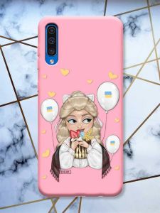 Рожевий чохол на Samsung Galaxy A50 (2019) A505 патріотичний дизайн Українка з солодощами (принт 175)