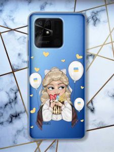 Прозорий чохол на Xiaomi Redmi 10C патріотичний дизайн Українка з солодощами (принт 175)