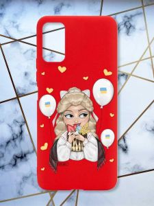 Матовий червоний чохол на Xiaomi Redmi Note 11 4G патріотичний дизайн Українка з солодощами (принт 175)