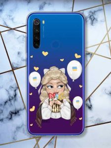 Прозорий чохол на Xiaomi Redmi Note 8T  патріотичний дизайн Українка з солодощами (принт 175)