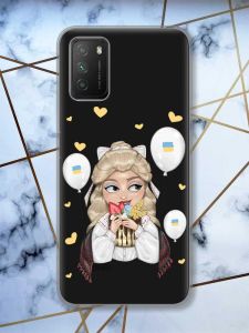 Прозорий чохол на Xiaomi Poco M3  патріотичний дизайн Українка з солодощами (принт 175)