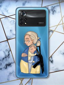 Прозорий чохол на Xiaomi Poco X4 Pro патріотичний дизайн Захисниця (принт 21)