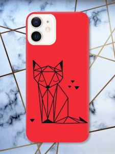 Матовий червоний чохол на Apple iPhone 12 / 12 Pro (6.1) Лисиця (принт 126)