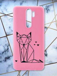Матовий рожевий чохол на Xiaomi Redmi Note 8 Pro Лисиця (принт 126)