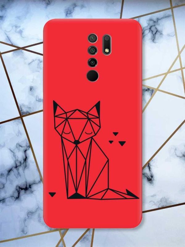 Матовий червоний чохол на Xiaomi Redmi 9 Лисиця (принт 126)