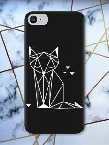 Матовий чорний чохол на iPhone 7 / 8 Лисиця (принт 127)