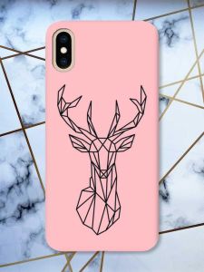 Матовий рожевий чохол на iPhone XS MAX Олень (принт 128)
