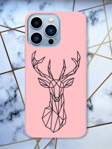 Матовий рожевий чохол на Apple iPhone 13 Pro Max Олень (принт 128)