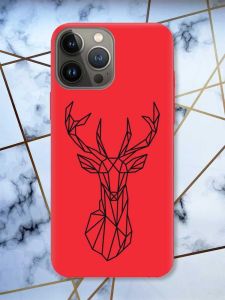 Матовий червоний чохол на Apple iPhone 13 Pro Олень (принт 128)