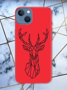 Матовий червоний чохол на Apple iPhone 13 Олень (принт 128)