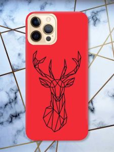Матовий червоний чохол на Apple iPhone 12 Pro Max Олень (принт 128)