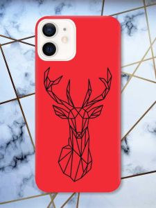 Матовий червоний чохол на Apple iPhone 12 / 12 Pro (6.1) Олень (принт 128)