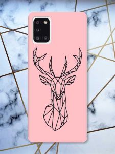 Матовий рожевий чохол на Samsung Galaxy A31 Олень (принт 128)