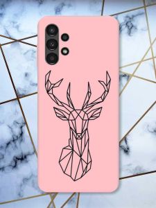 Матовий рожевий чохол на Samsung A13 4G Олень (принт 128)