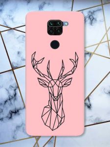 Матовий рожевий чохол на Xiaomi Redmi Note 9 Олень (принт 128)