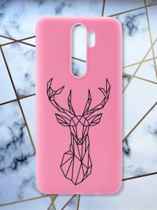 Матовий рожевий чохол на Xiaomi Redmi Note 8 Pro Олень (принт 128)