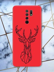 Матовий червоний чохол на Xiaomi Redmi 9 Олень (принт 128)