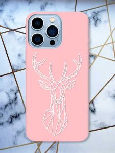 Матовий рожевий чохол на Apple iPhone 13 Pro Max Олень (принт 129)