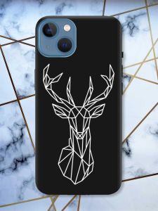 Матовий чорний чохол на Apple iPhone 13 Олень (принт 129)