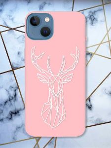 Матовий рожевий чохол на Apple iPhone 13 Олень (принт 129)