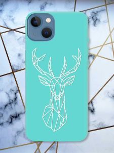 Матовий бірюзовий чохол на Apple iPhone 13 Олень (принт 129)