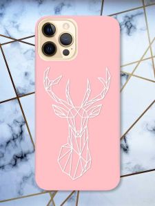 Матовий рожевий чохол на Apple iPhone 12 Pro Max Олень (принт 129)