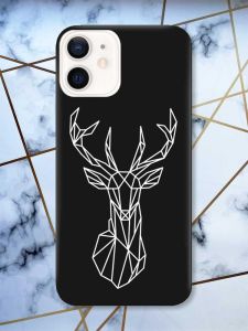 Матовий чорний чохол на Apple iPhone 12 / 12 Pro (6.1) Олень (принт 129)