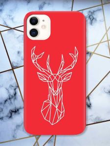 Матовий червоний чохол на Apple iPhone 11 (6.1) Олень (принт 129)
