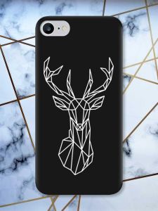 Матовий чорний чохол на iPhone 7 / 8 Олень (принт 129)