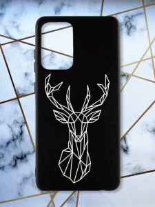 Матовий чорний чохол на Samsung Galaxy A52 Олень (принт 129)