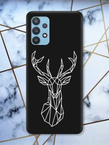 Матовий чорний чохол на Samsung Galaxy A32 Олень (принт 129)