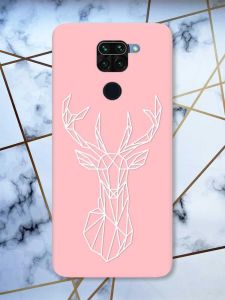 Матовий рожевий чохол на Xiaomi Redmi Note 9 Олень (принт 129)