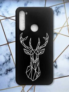 Матовий чорний чохол на Xiaomi Redmi Note 8 Олень (принт 129)