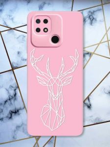 Матовий рожевий чохол на Xiaomi Redmi 10C Олень (принт 129)